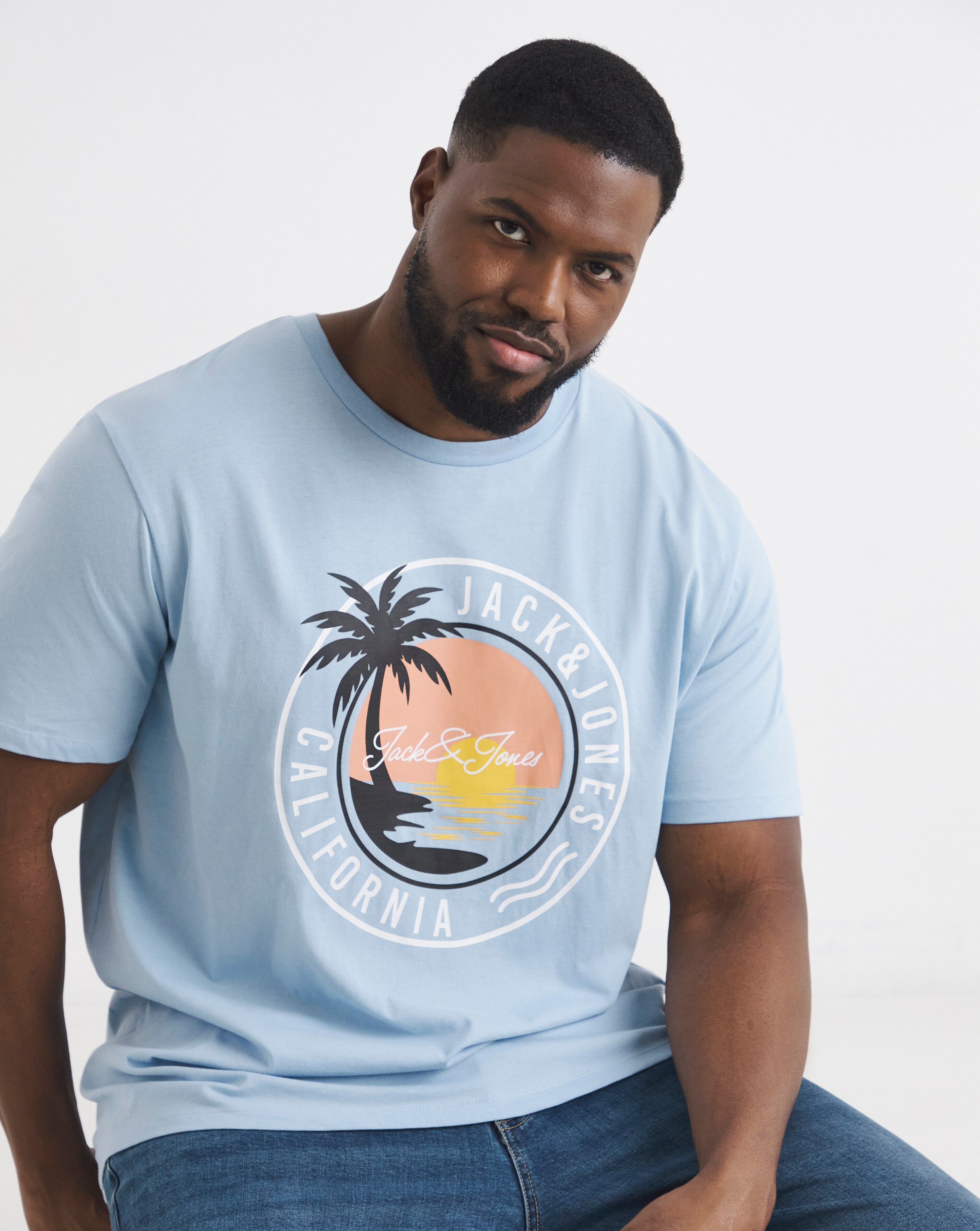 Jack & Jones Palm Graphic T-Shirt - Blue