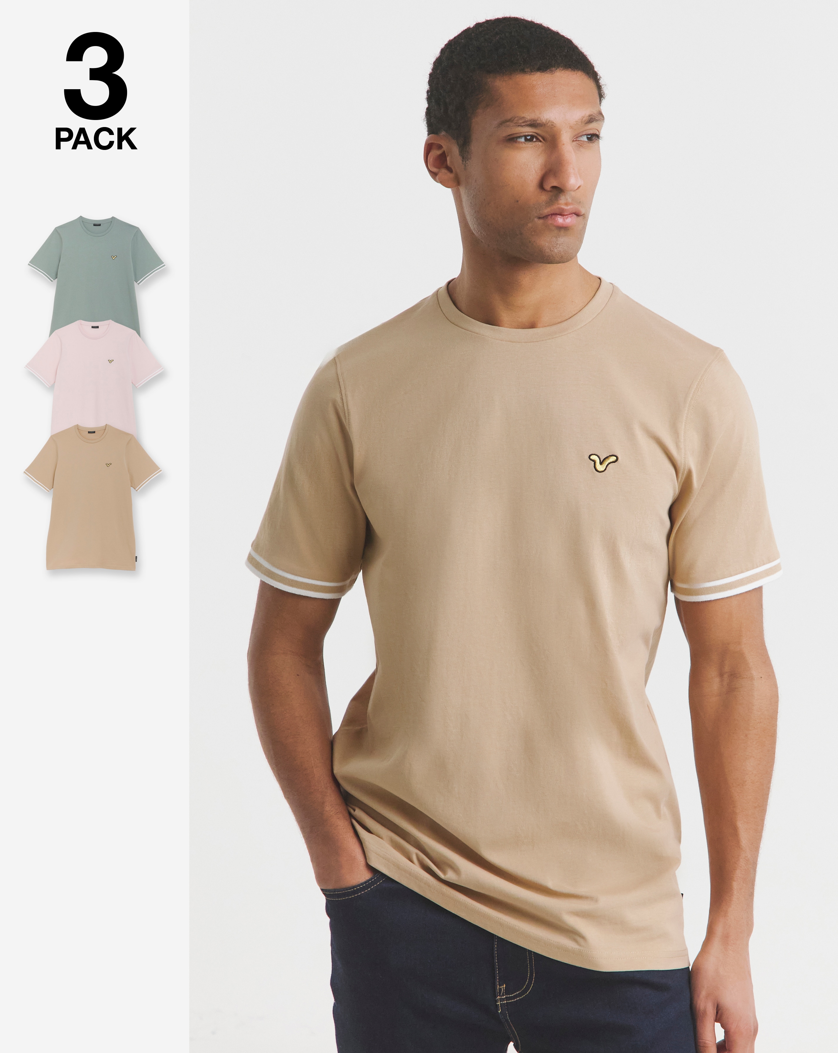 Voi Storm 3 Pack Cuffed T-Shirts Long