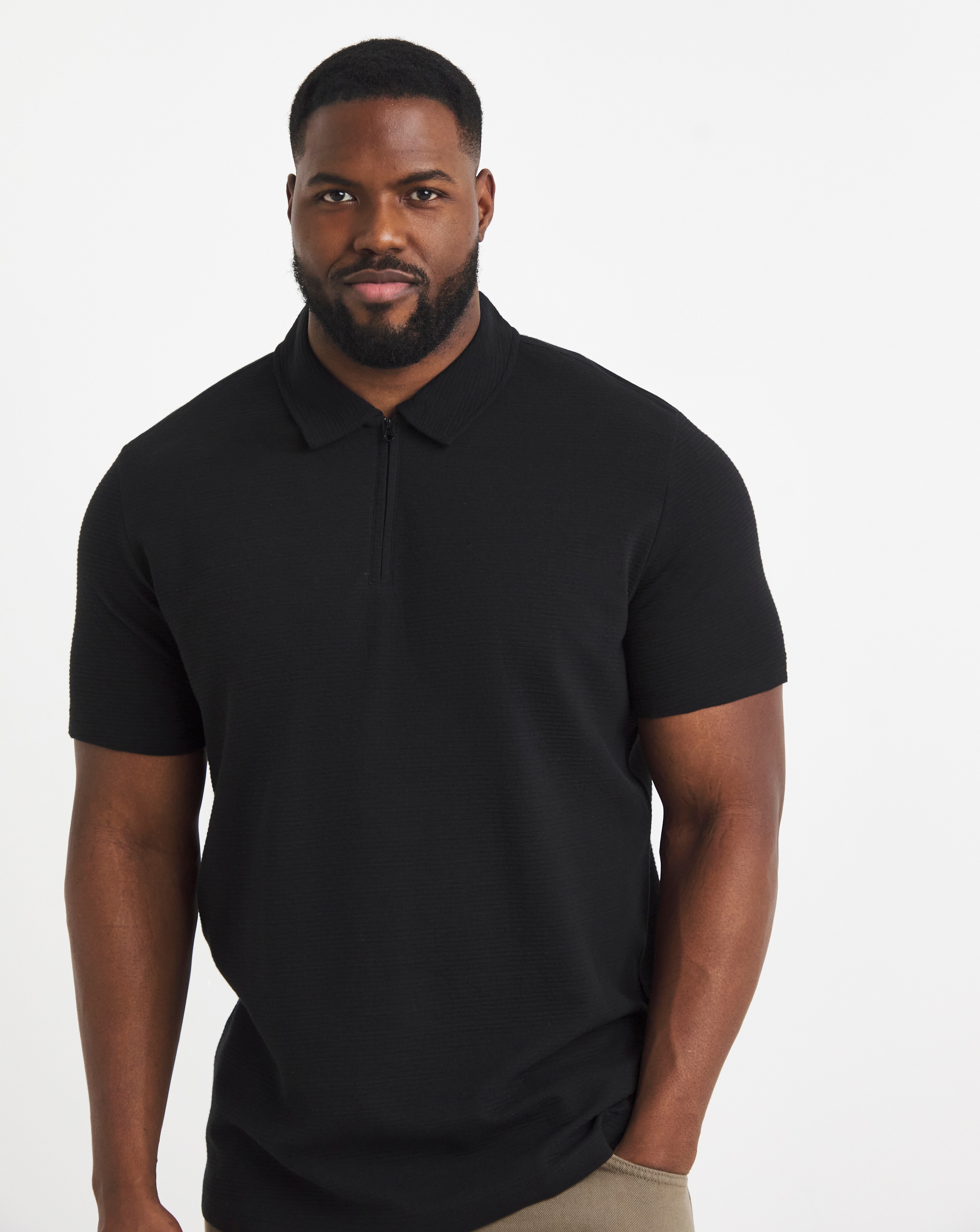 Jack & Jones Benja 1/4 Zip Polo - Black