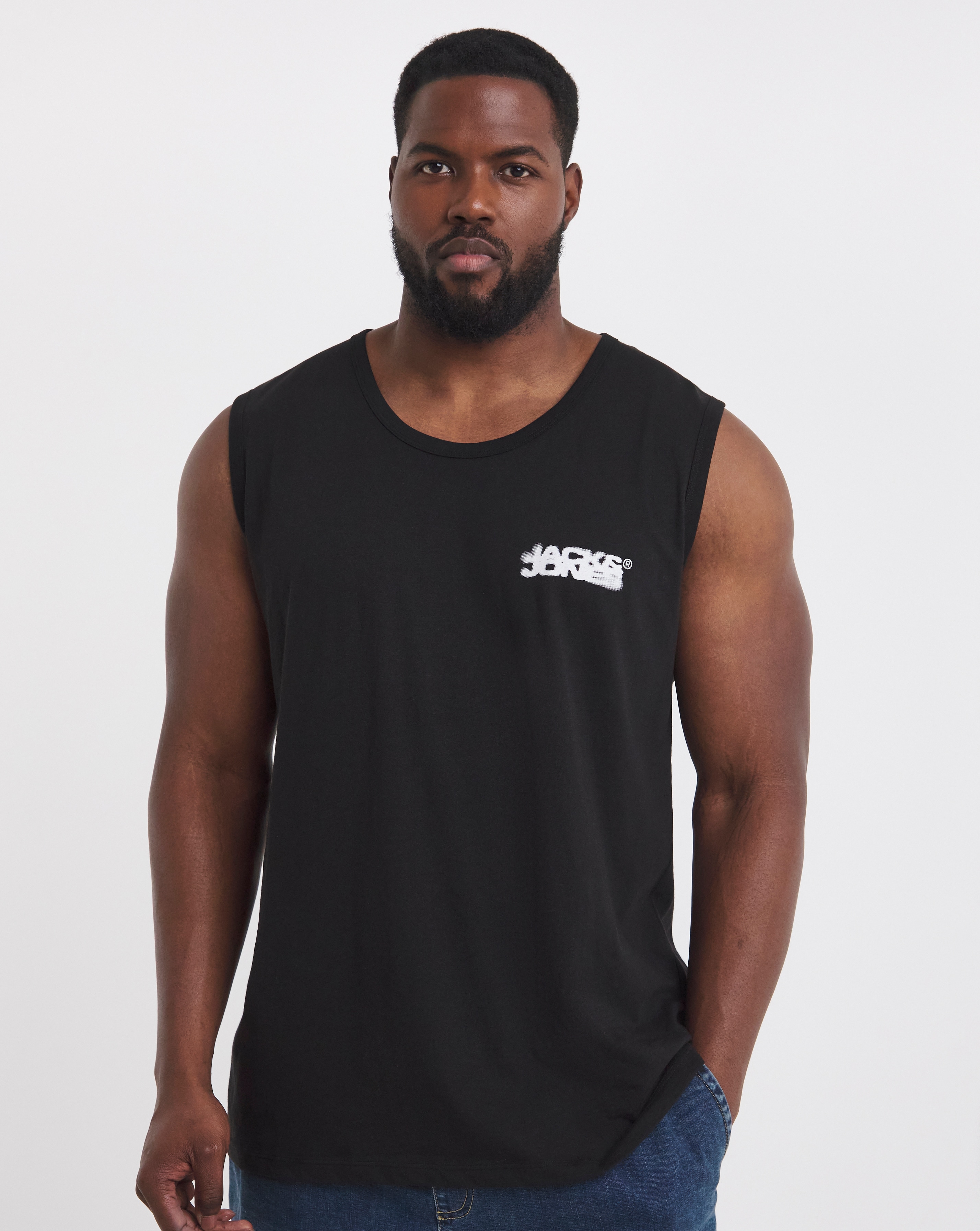 Jack & Jones Logo Slub Vest - Black