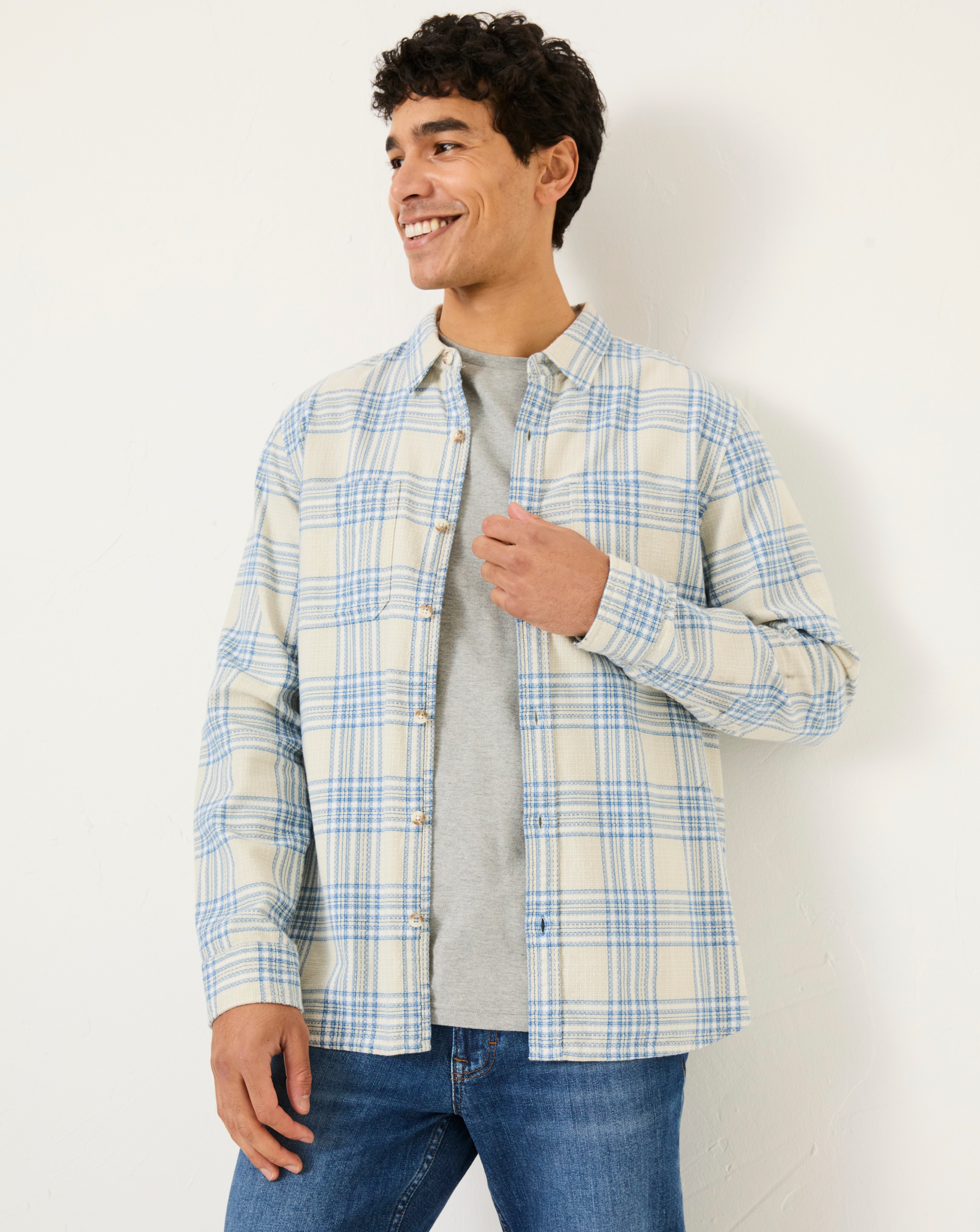 FatFace Checked Print Shirt - Blue
