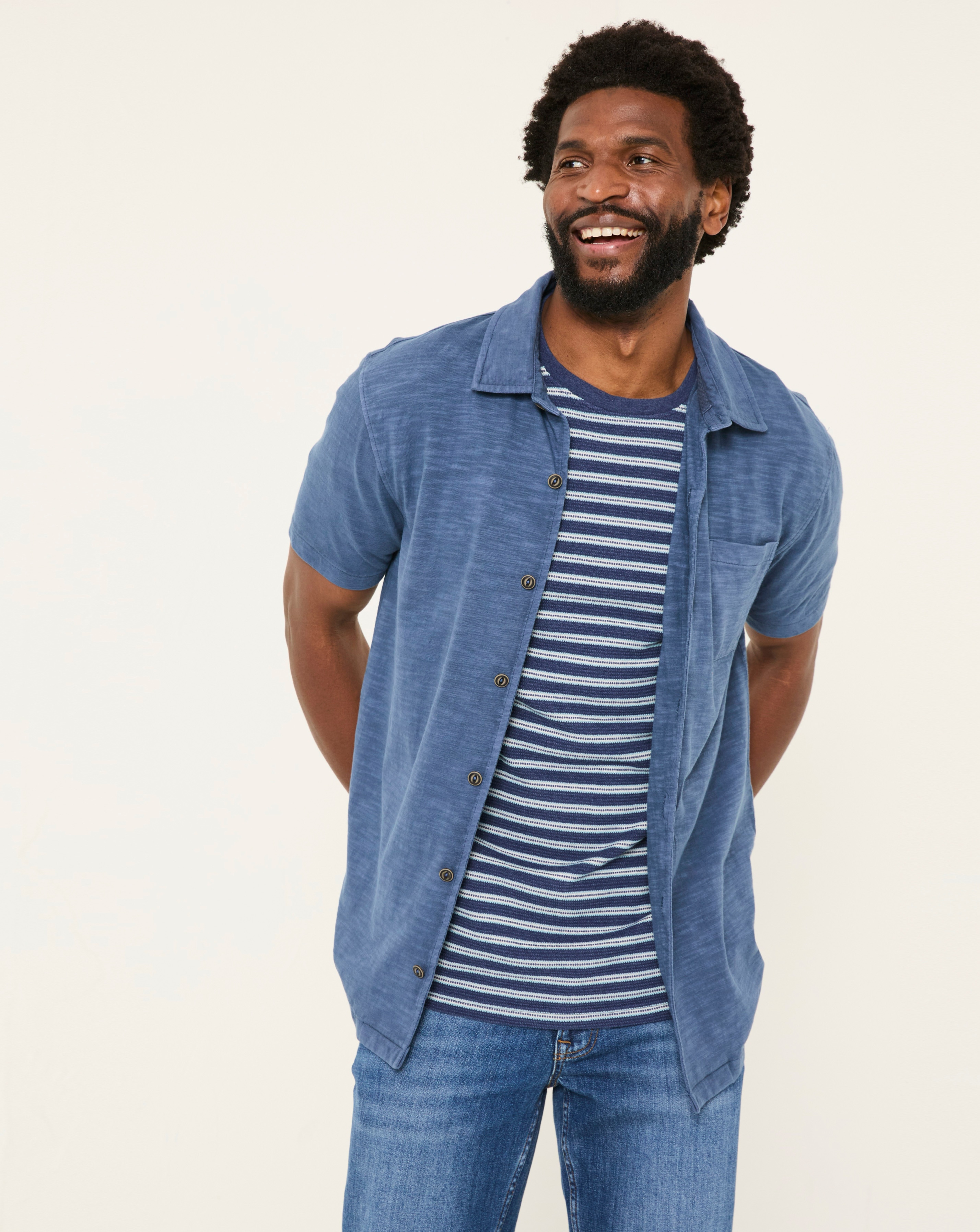 Fatface Truro Jersey Shirt - Blue