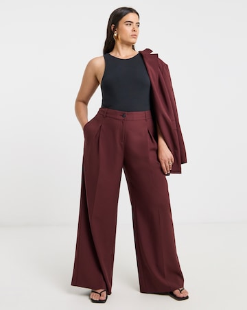 Burgundy Pleated Wide Leg Trouser