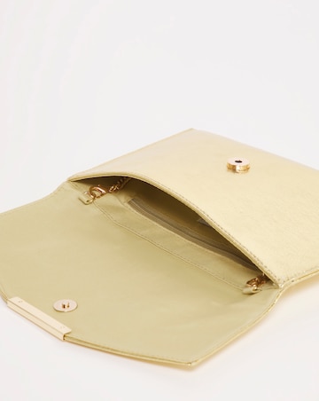 Gold Envelope Clutch With Chain Strap