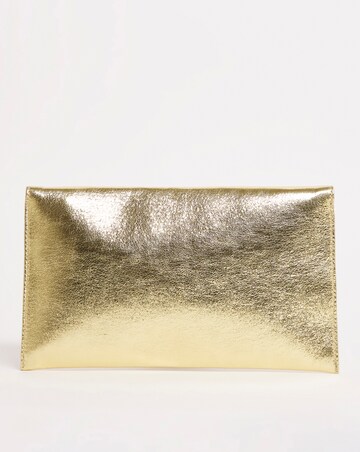 Gold Envelope Clutch With Chain Strap