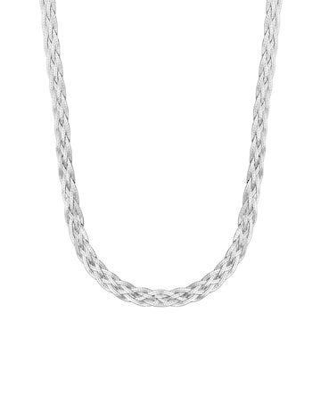 Simply Silver Recycled Sterling Silver 925 Herringbone Braided Necklace