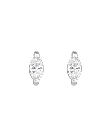 Inicio Silver Plated Recycled Cubic Zirconia Mini Navette Earrings - Gift Pouch