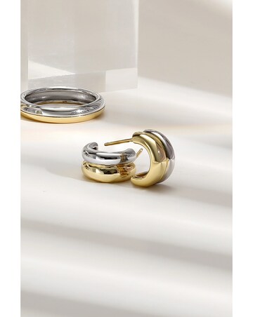Inicio Two Tone Plated Recycled Mini Hoop Earrings - Gift Pouch