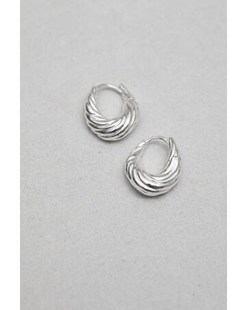 Inicio Silver Plated Recycled Textured Wave Hoop Earrings - Gift Pouch