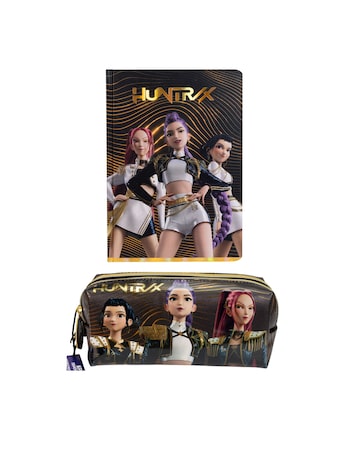 K-Pop Demon Hunters Golden Notebook & Pencil Case