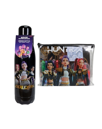 K-Pop Demon Hunters Golden Bottle & Stationery Set