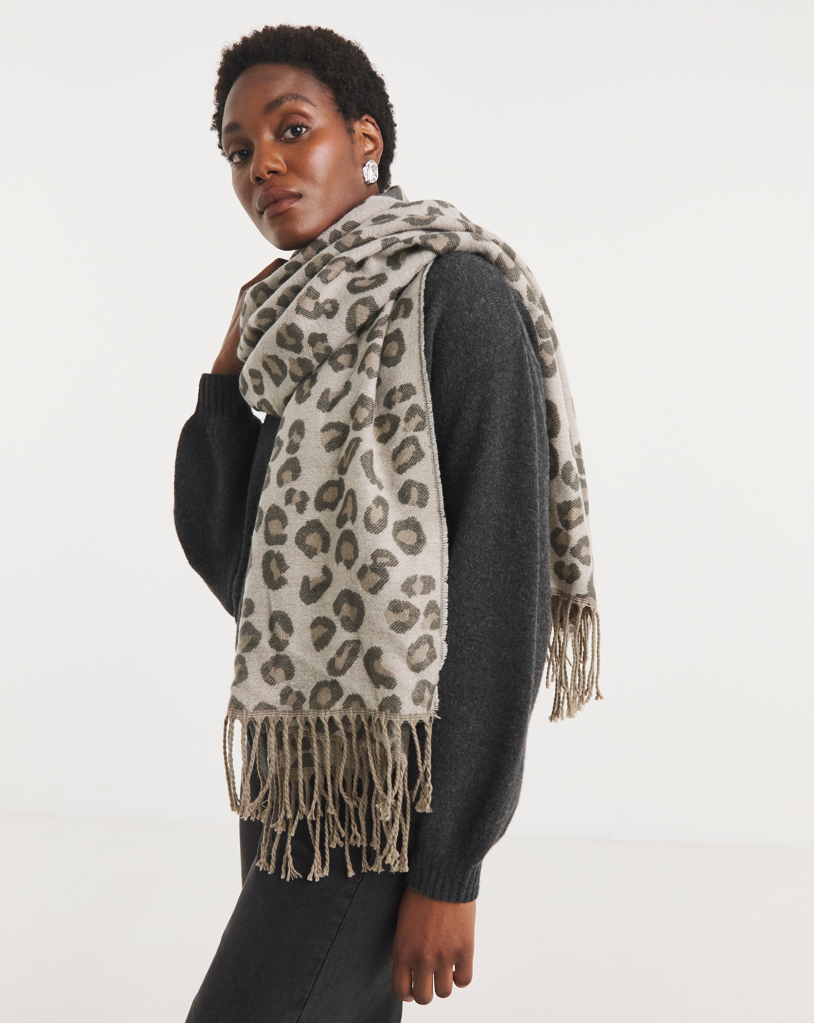 Leopard Print Midweight Scarf