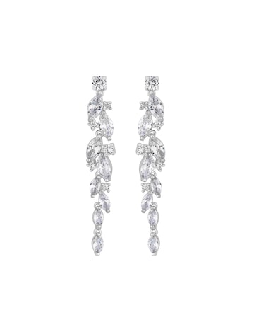 Jon Richard Silver Plated Clear Navette Charlotte Drop Earring