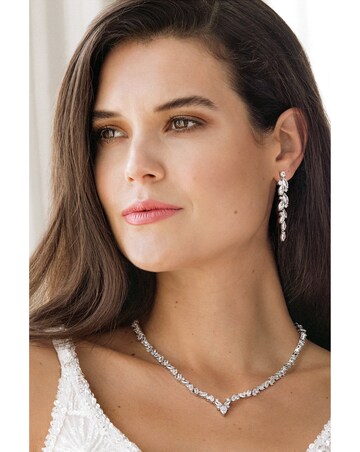 Jon Richard Silver Plated Clear Navette Charlotte Drop Earring