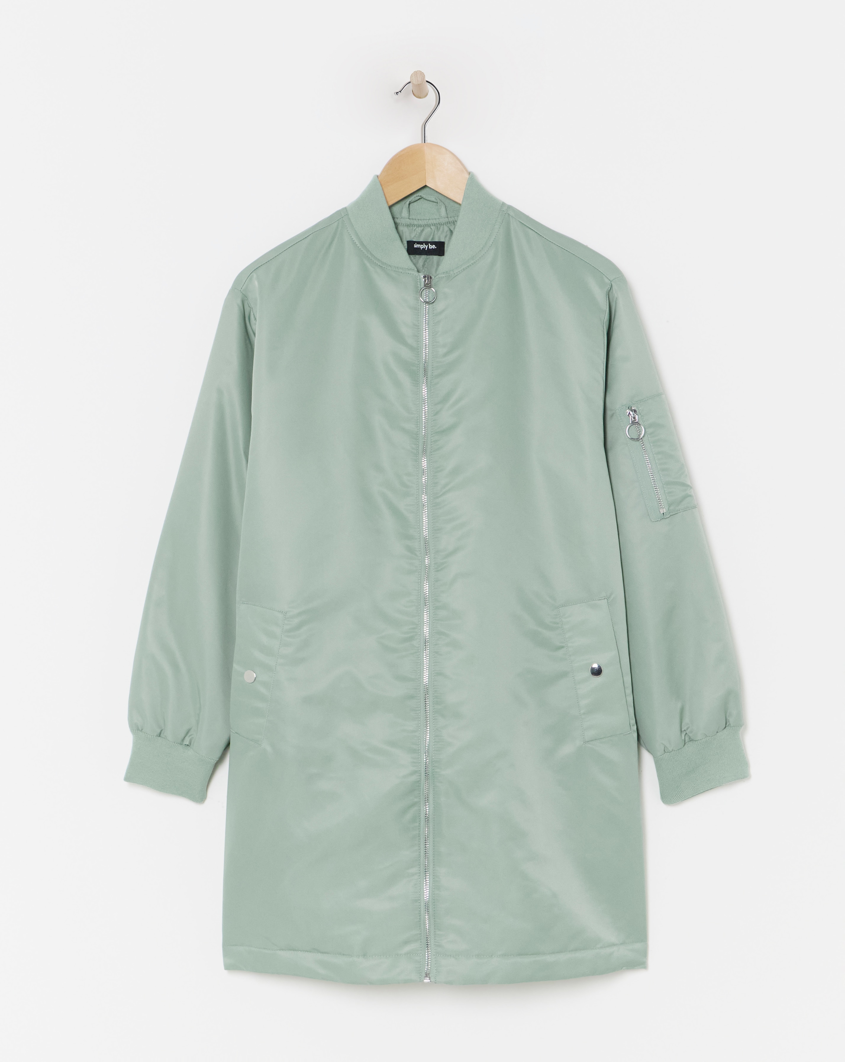 Sage Satin Quilt Lined Longline Bomber