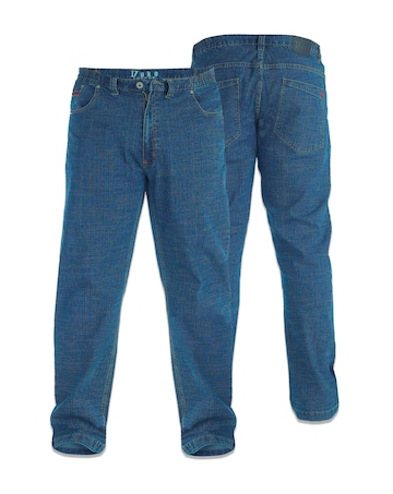 D555 Big & Tall Duke Bailey Relaxed Fit Elasticated Waist Stretch Jeans - Blue