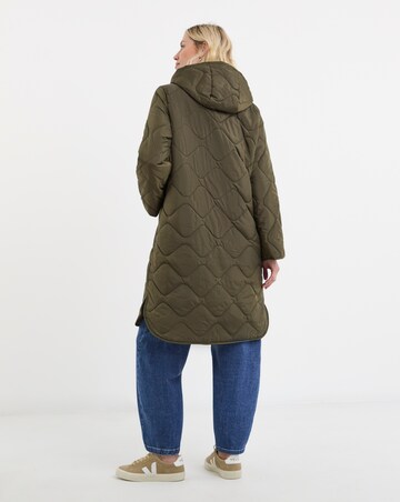 Khaki Longline Quilted Coat