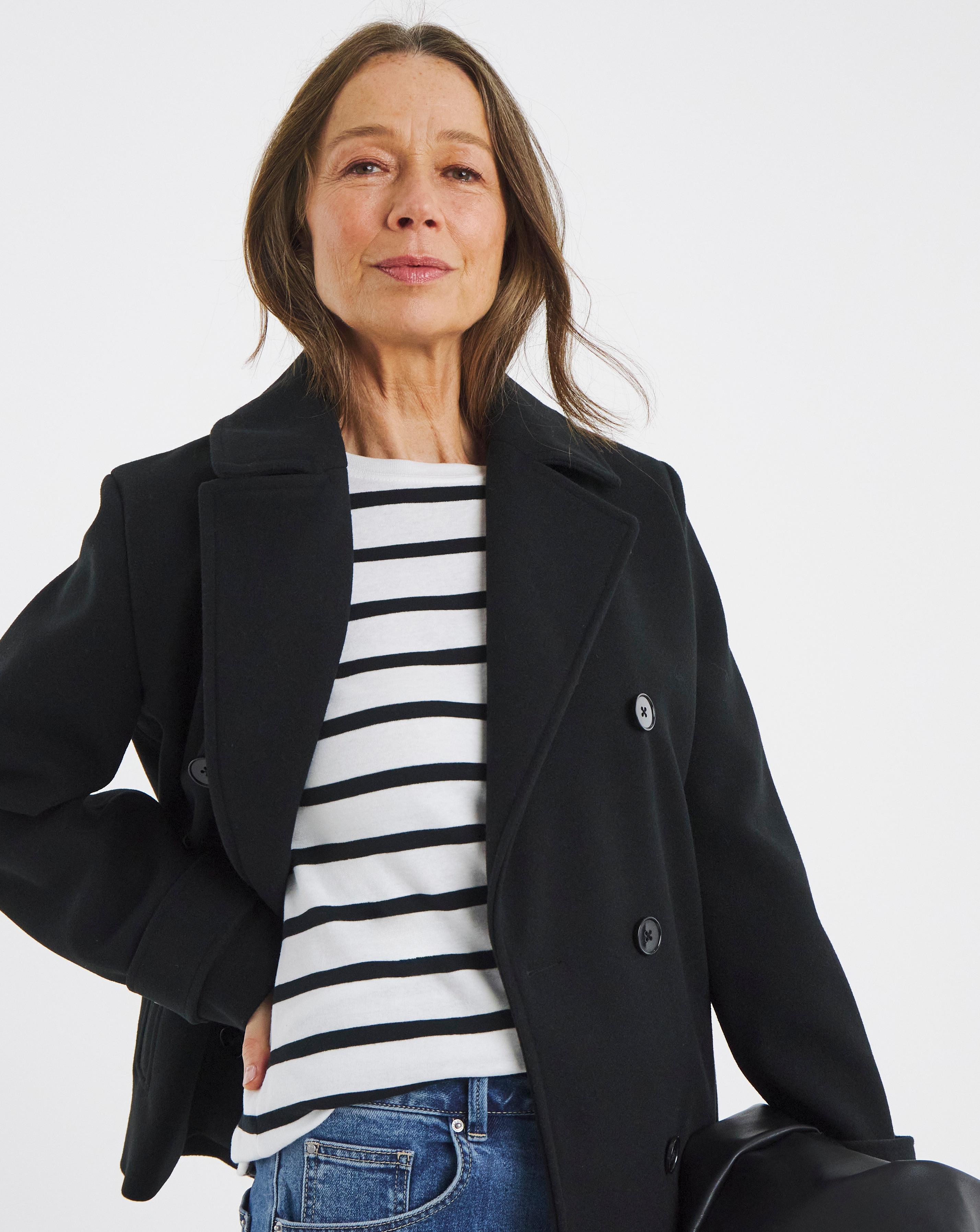 Black Short Reefer Coat