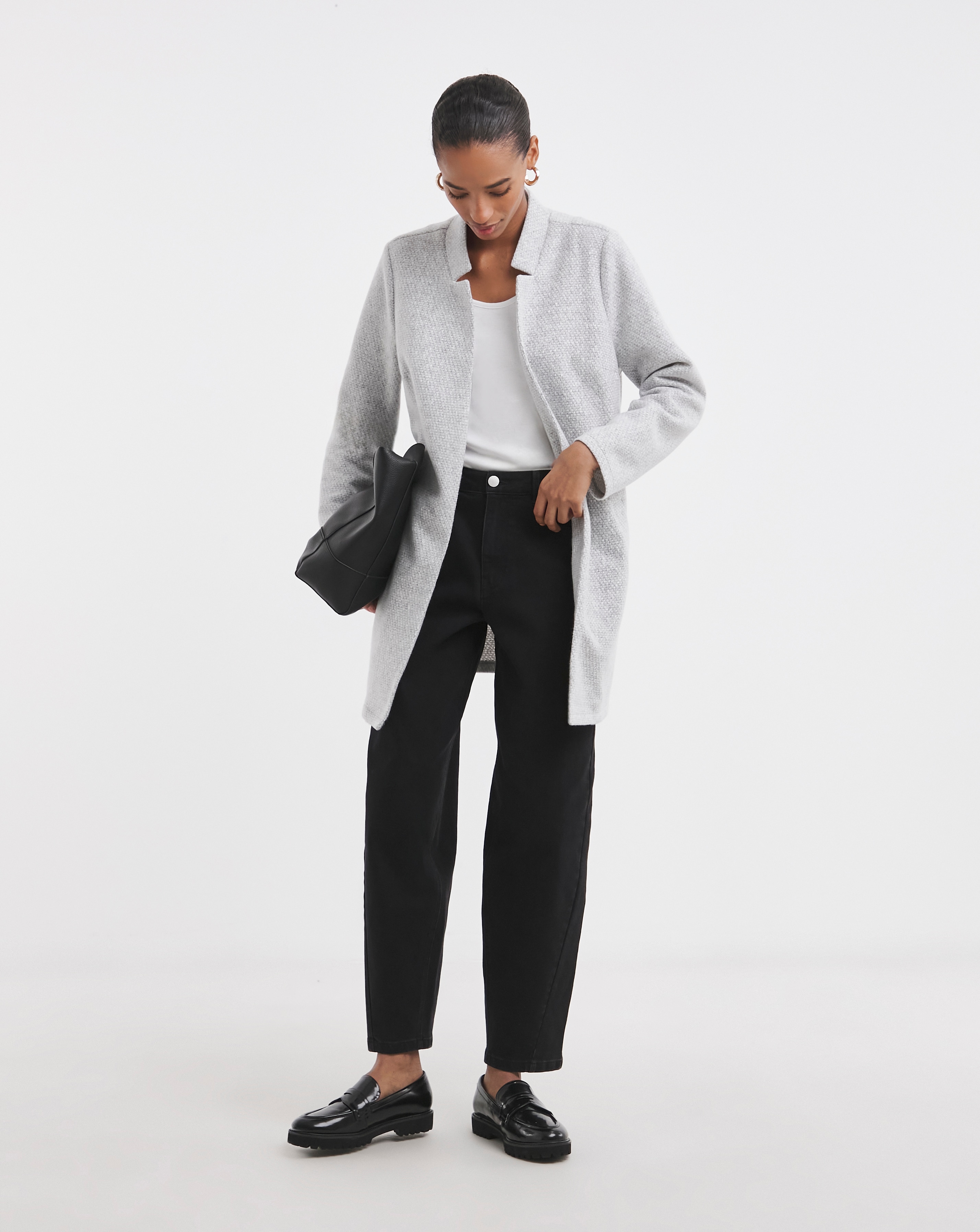 Grey Marl Notch Neck Coatigan