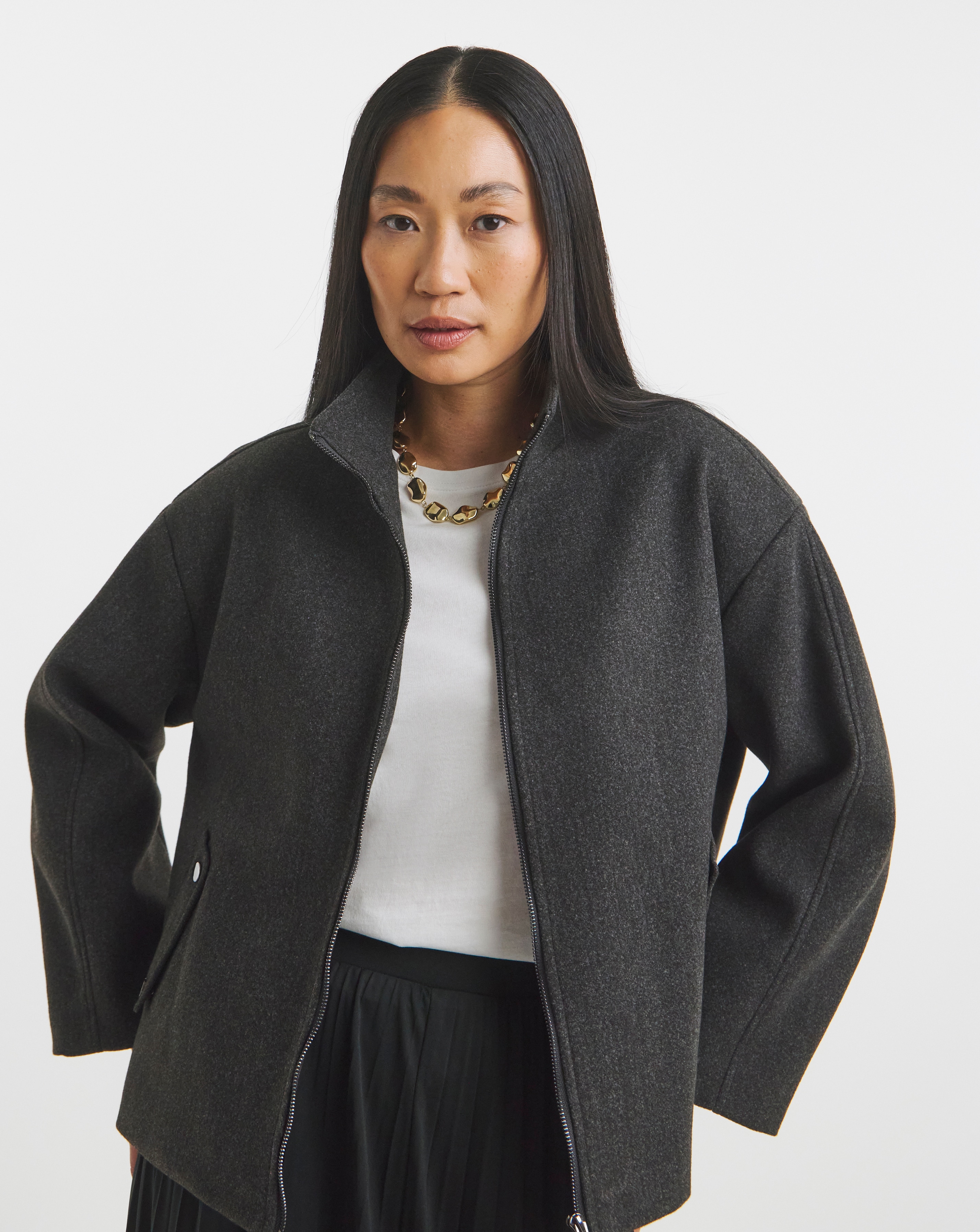 Charcoal Funnel Neck Jacket