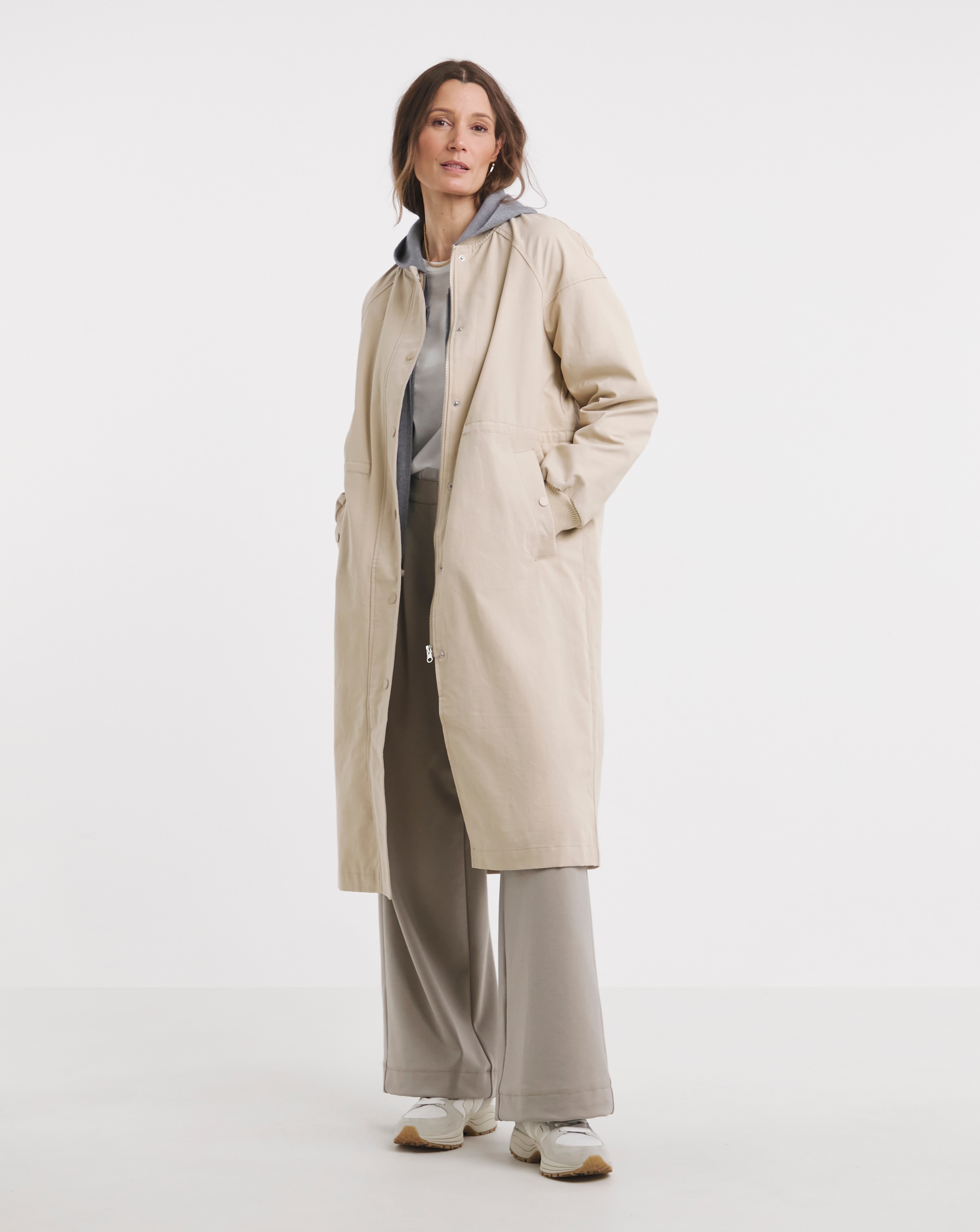 Pure Cotton Stone Longline Bomber Jacket