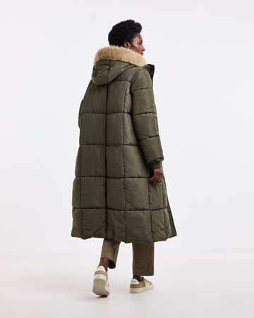 Dark Green Longline Padded Coat