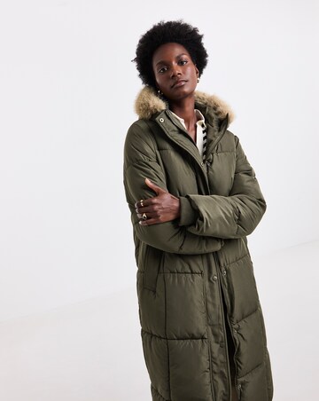 Dark Green Longline Padded Coat