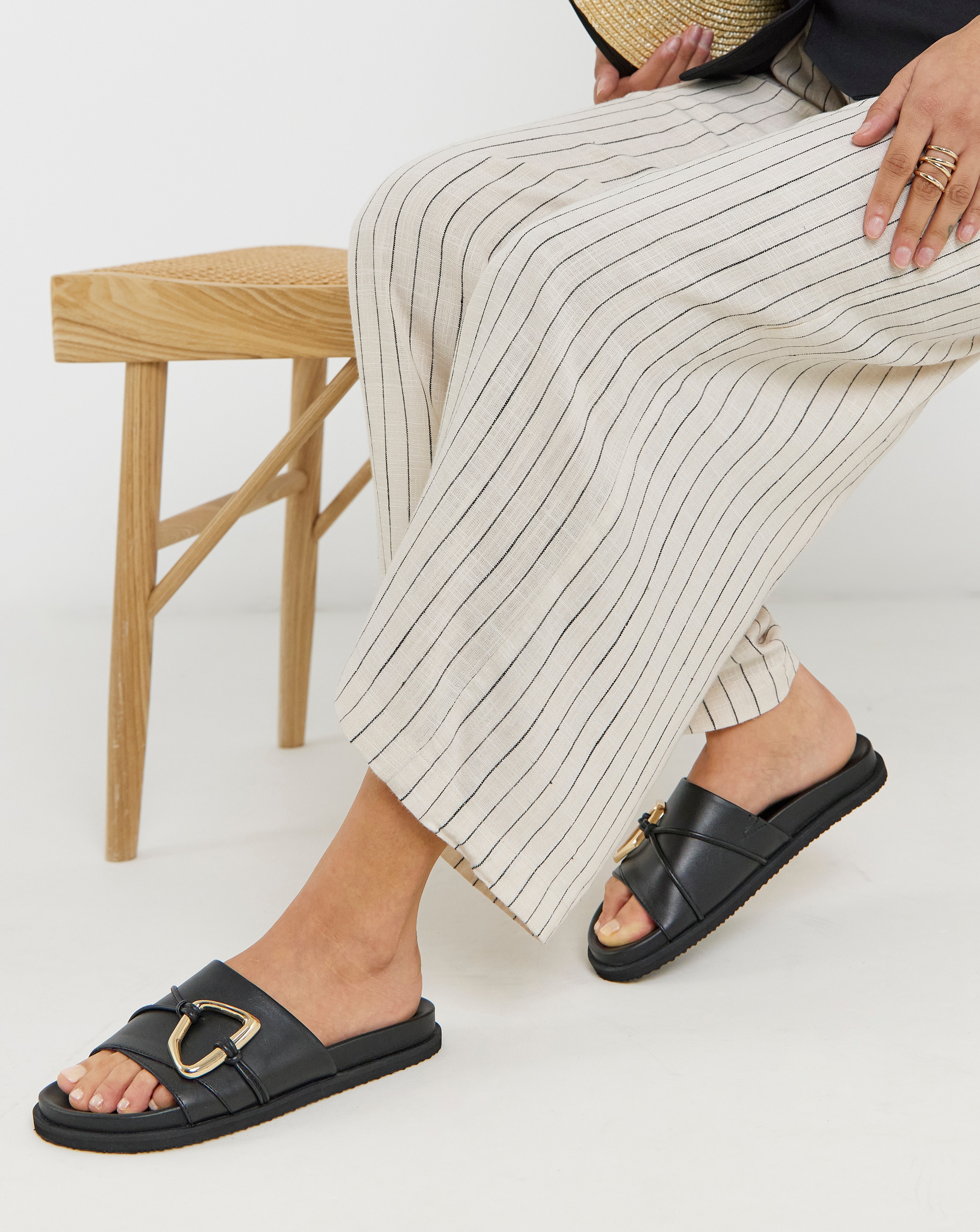 Oversized Trim Mule Sandal Ex Wide