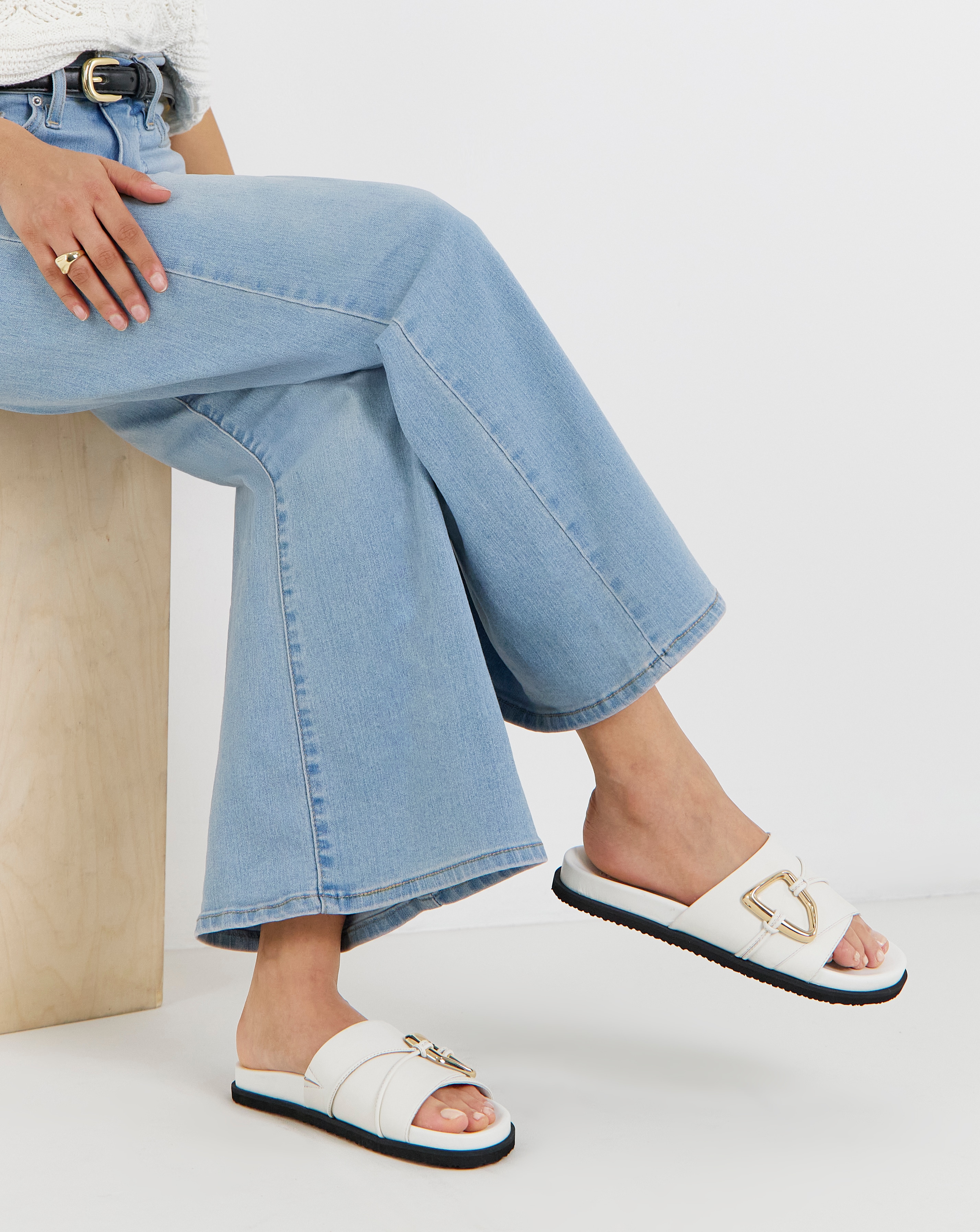Oversized Trim Mule Sandal Ex Wide