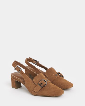 Sarah Buckle Detail Suede Slingback Shoes - Extra Wide Fit (EEE)