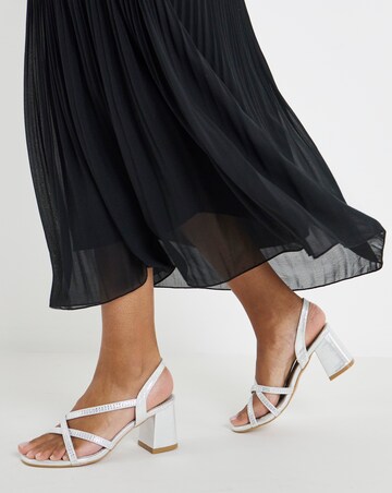 Anita Diamante Crossover Strap Block Heel Sandals - Extra Wide Fit (EEE)