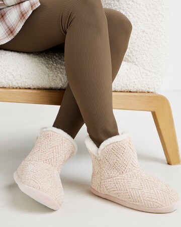 Laurel Knitted Bootie Slippers - Wide Fit (E)