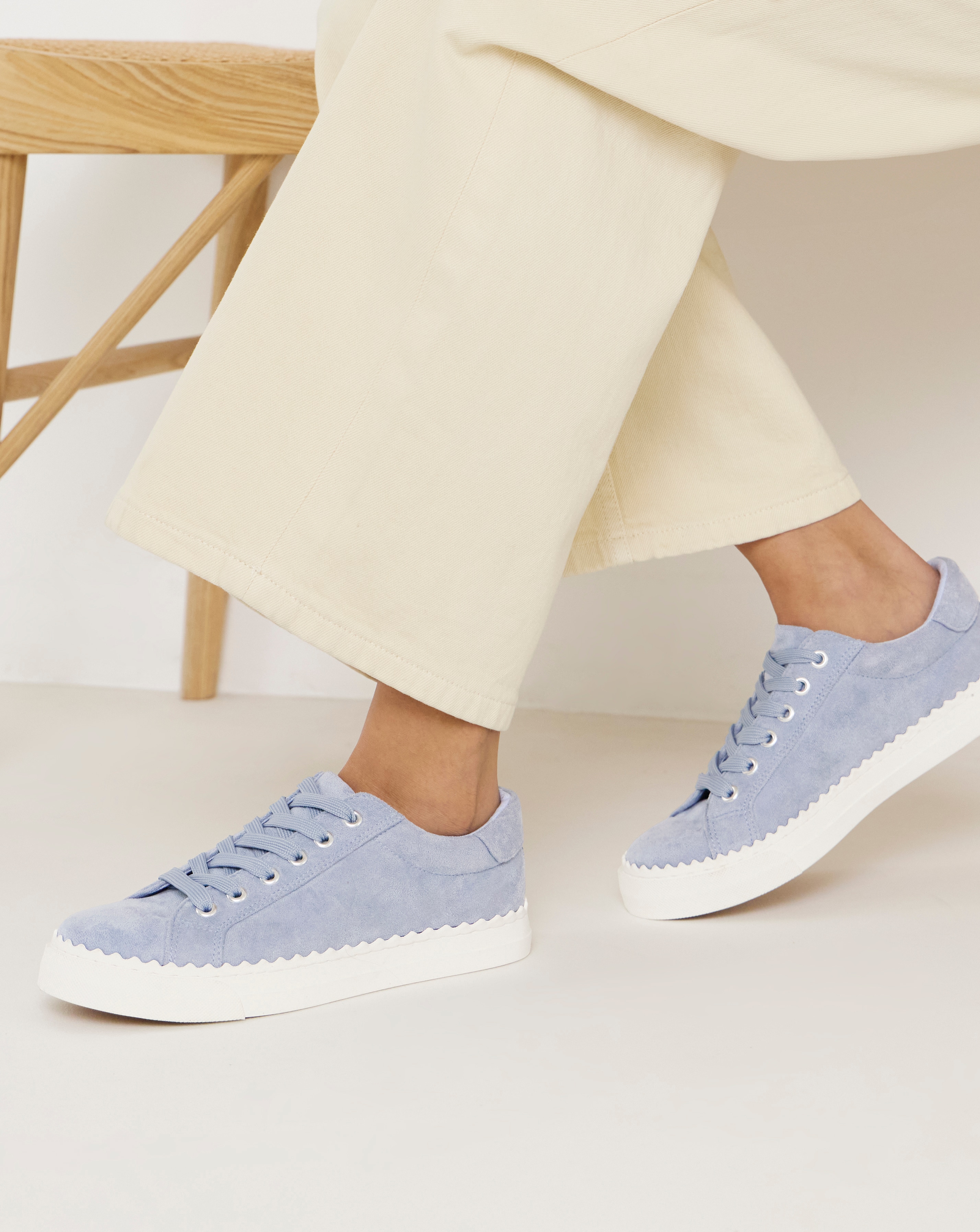 Scalloped Lace Up Trainer Ex Wide Fit