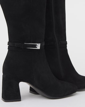 Alfie Heeled Leather Knee High Boots Trim - Wide Fit (E) & Curvy Calf