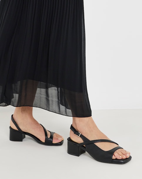 Hera Low Block Heel Crossover Slingback Sandals - Wide Fit (E)