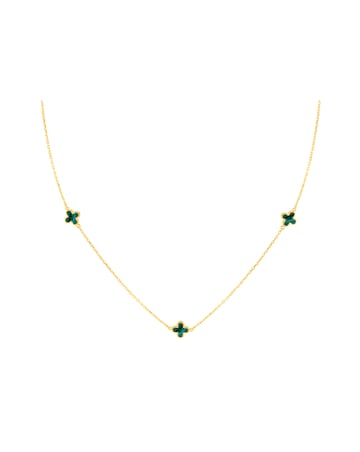 9CT Gold Malachite Petals Necklace