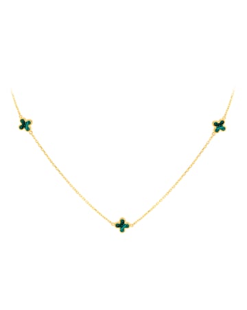 9CT Gold Malachite Petals Necklace