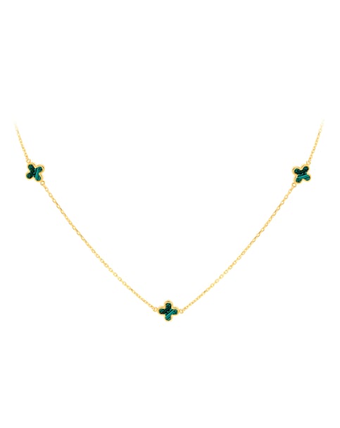 9CT Gold Malachite Petals Necklace