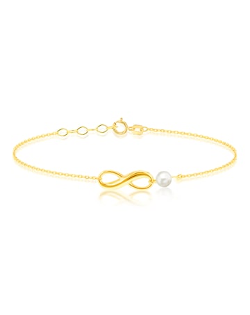 9CT Gold Infinity Bracelet With Pearl
