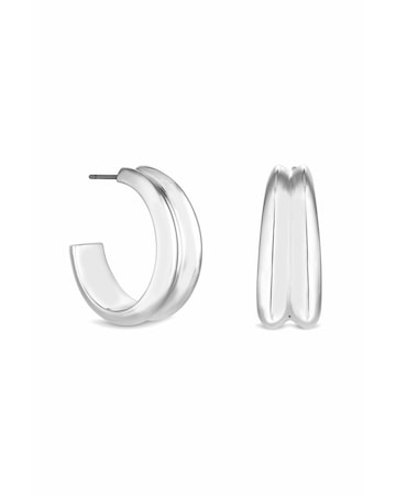 Inicio Recycled Sterling Silver Plated Curved Hoop Earrings - Gift Pouch