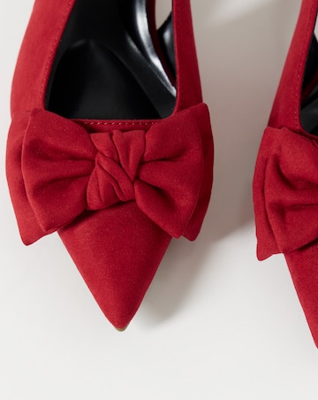 Gianna Low Block Heel Slingback With Bow - Wide Fit (E)