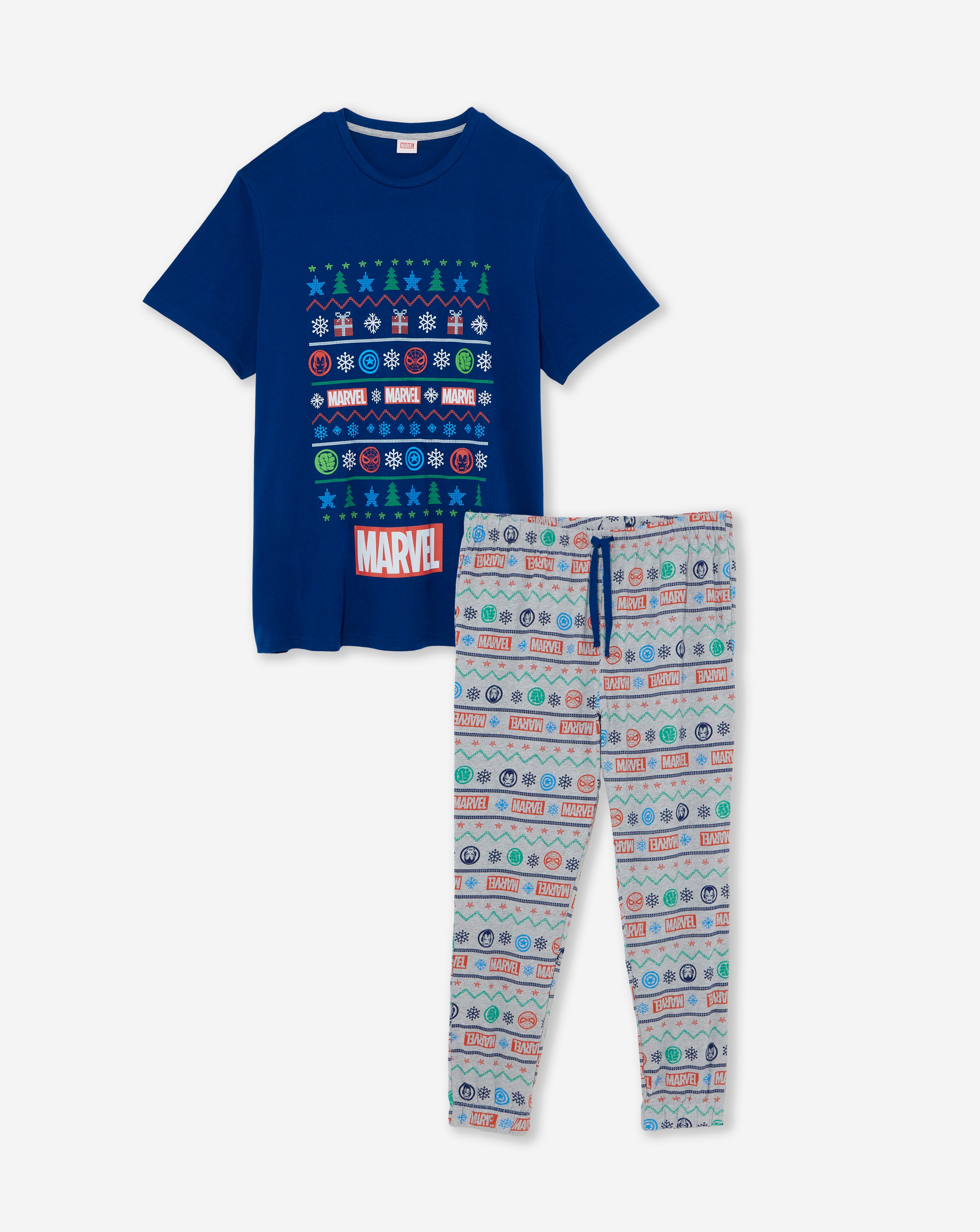 Fairisle Marvel PJ Set - Navy/Grey