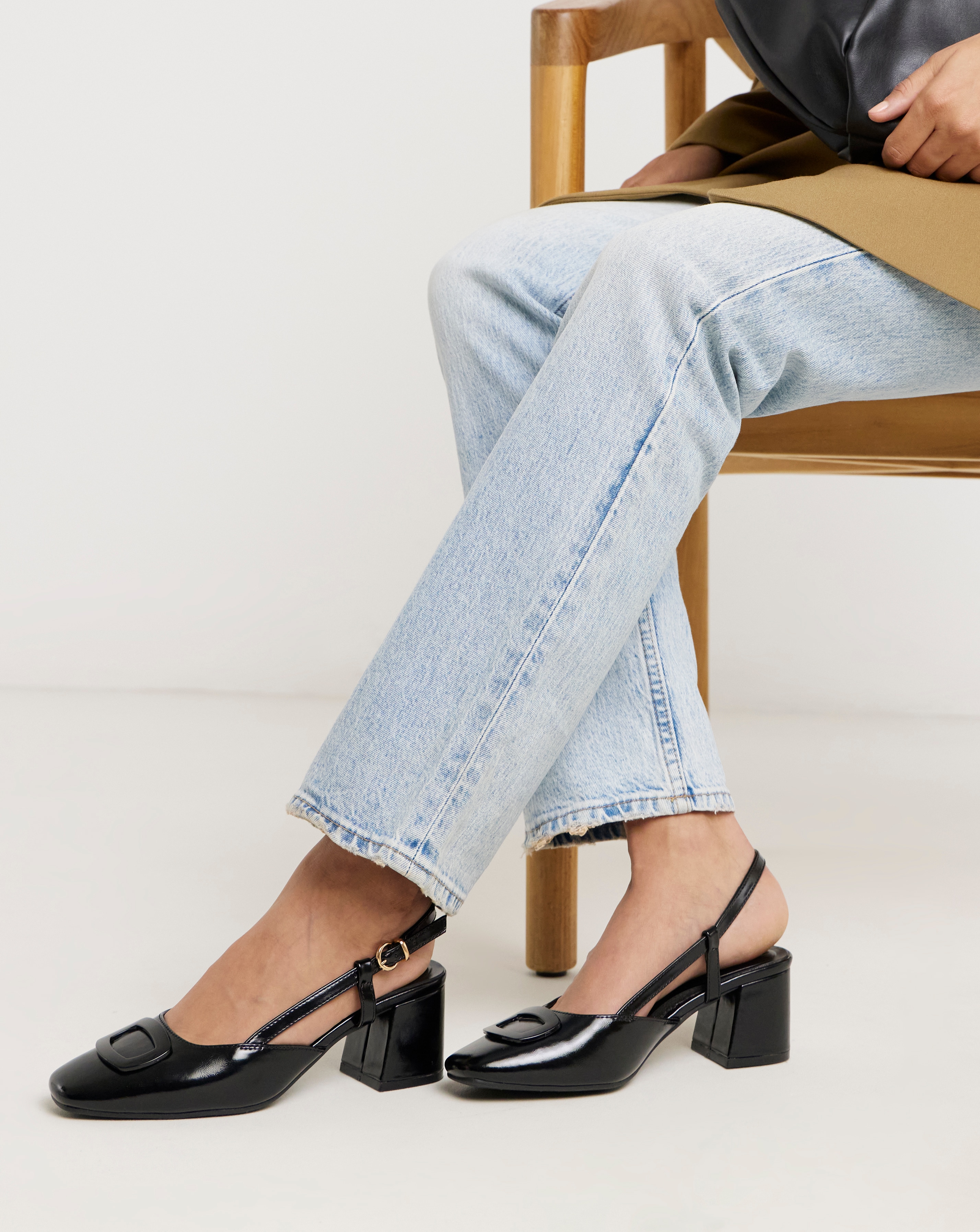 New In - Heeled Slingback With Buckle Trim Wide
