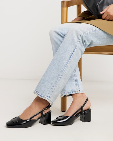 Luella Heeled Slingbacks With Buckle Trim - Extra Wide Fit (EEE)