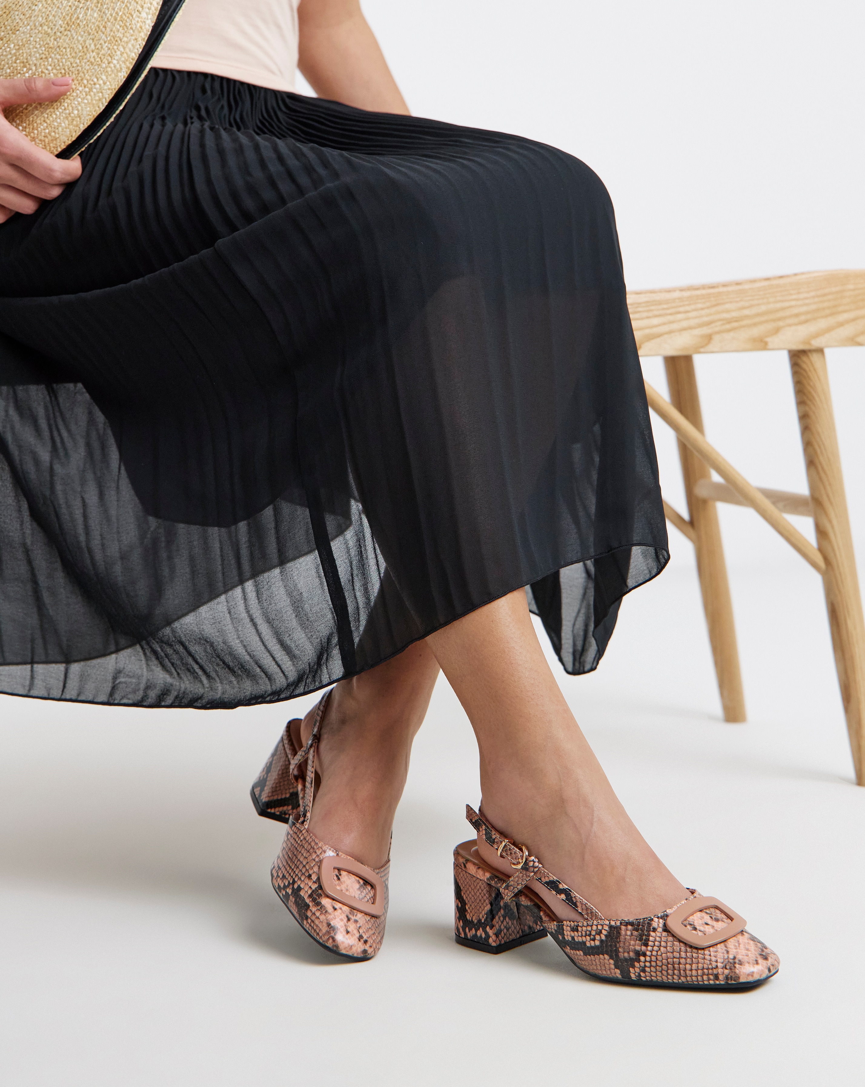 New In - Heeled Slingback With Buckle Trim Wide