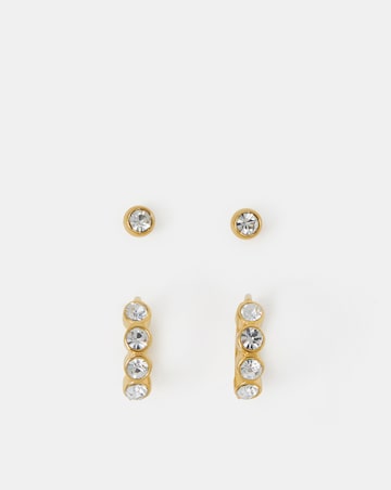 Accessorize Stainless Stone Stud & Hoop