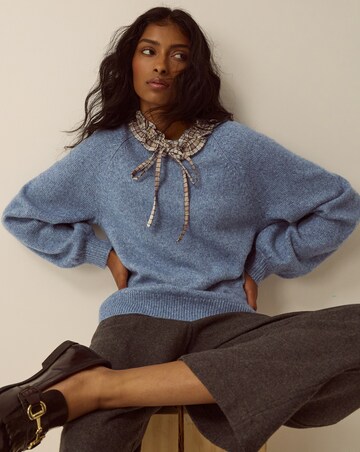 Monsoon Corie Check Ruffle Collar Jumper