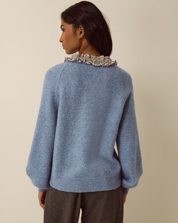 Monsoon Corie Check Ruffle Collar Jumper