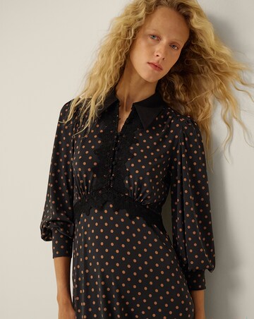 Monsoon Sally Lace Polka Dot Midi Dress