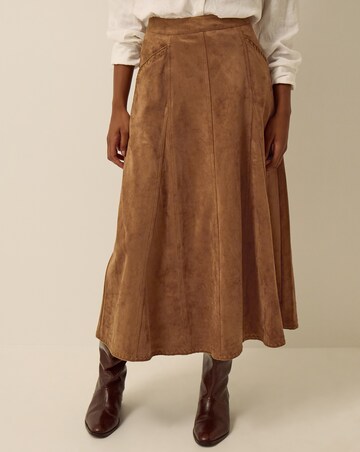 Monsoon Josie Faux Suede Midi Skirt